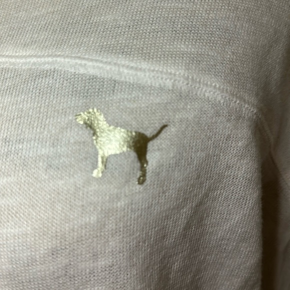 PINK Hoodie White Knit Open Back Gold Graphics - Picture 6 of 12